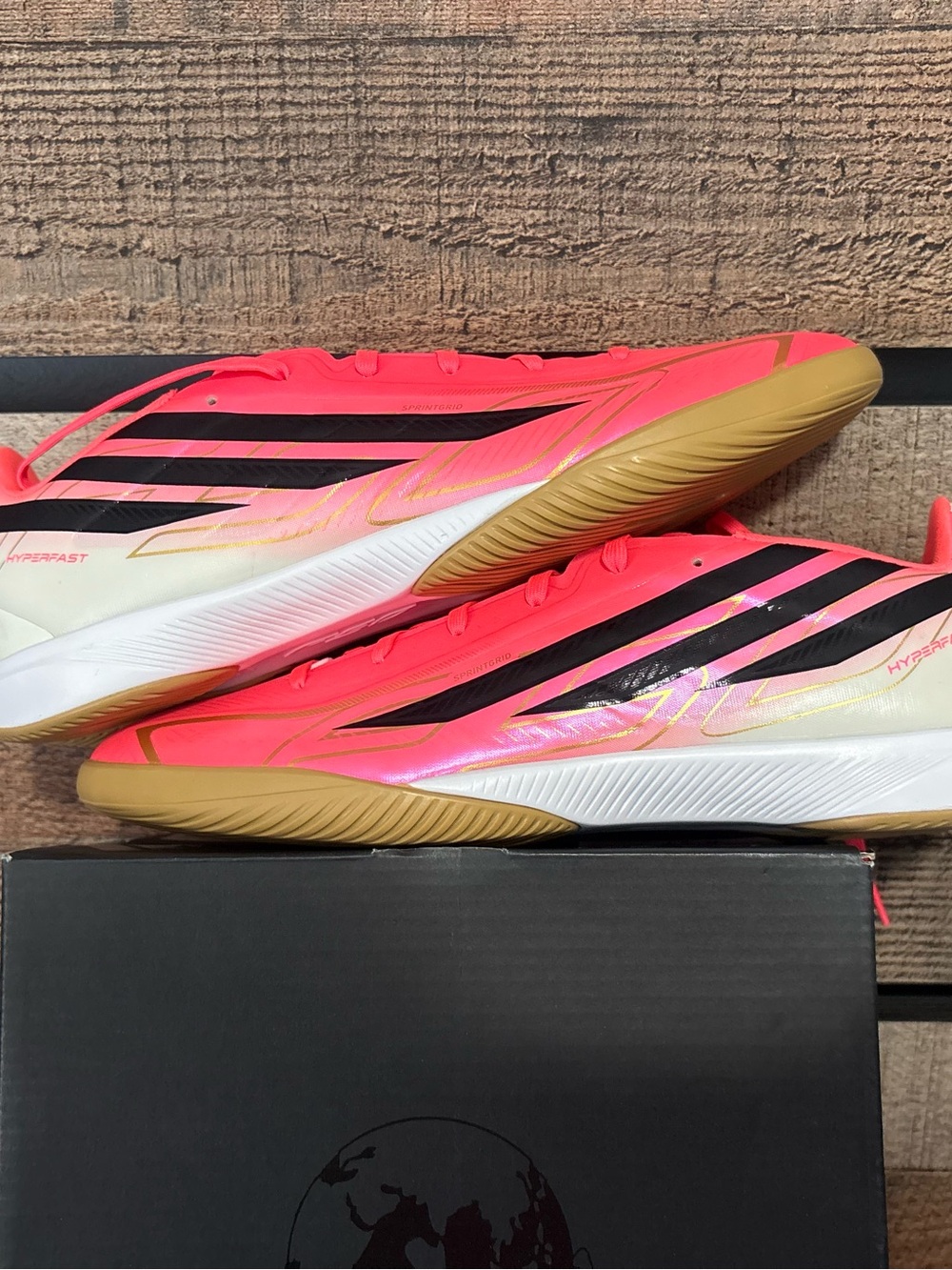 adidas Indoor Soccer Sneakers - Pink, Black & Gold Accents work cup exclusives.